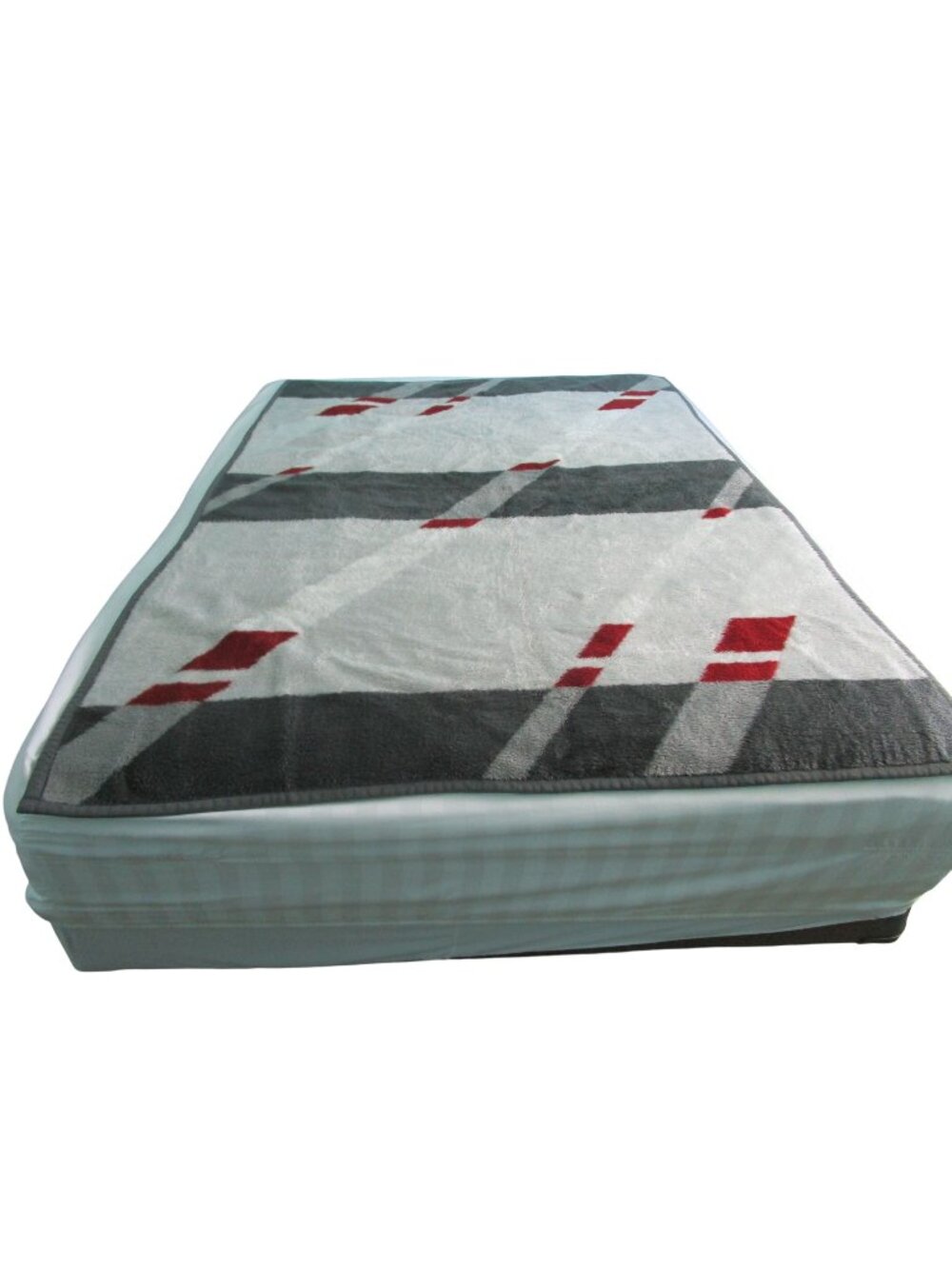 Plush Ibena Geometric Throw Blanket Throw Twin Gray Red Black Made in Greece